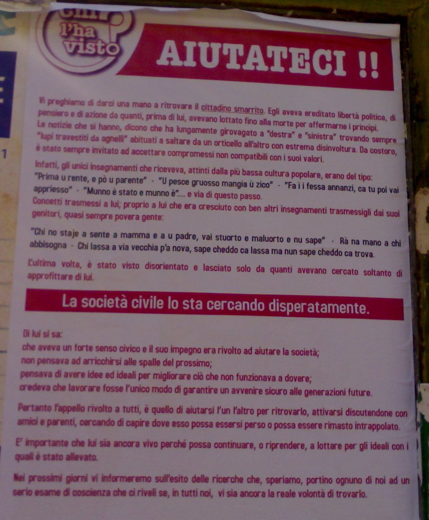 Smarrito il cittadino vallese: “Chi l’ha visto?”