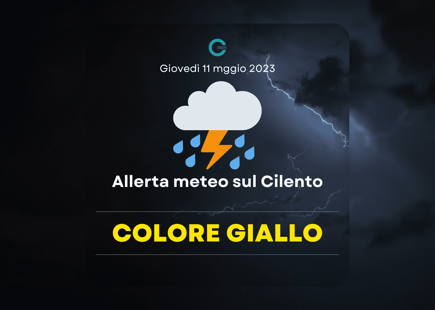 Cilento, allerta meteo gialla prorogata fino a giovedì alle ore 16.00