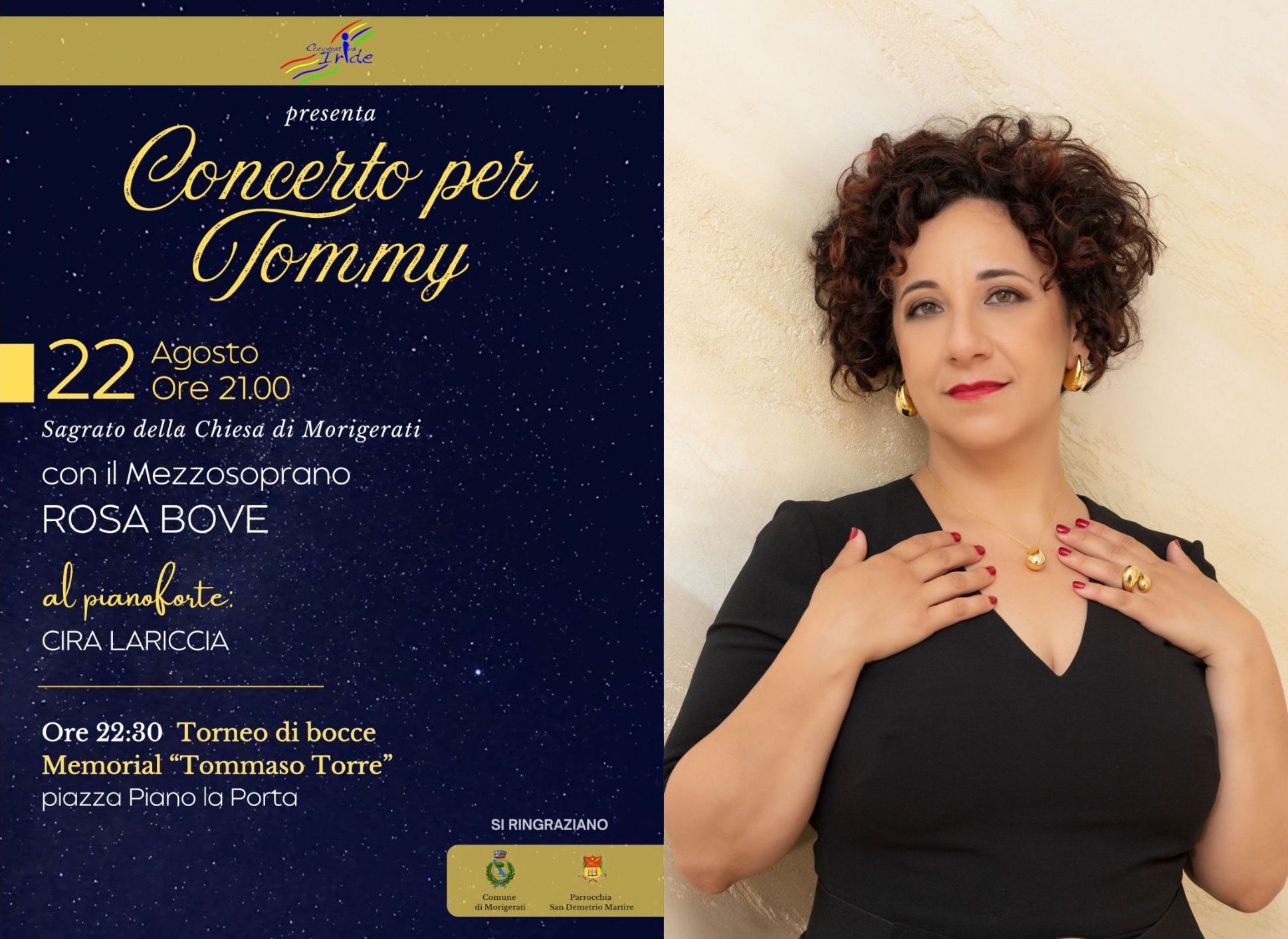 A Morigerati il concerto lirico con il mezzosoprano Rosa Bove in ricordo di Tommaso Torre