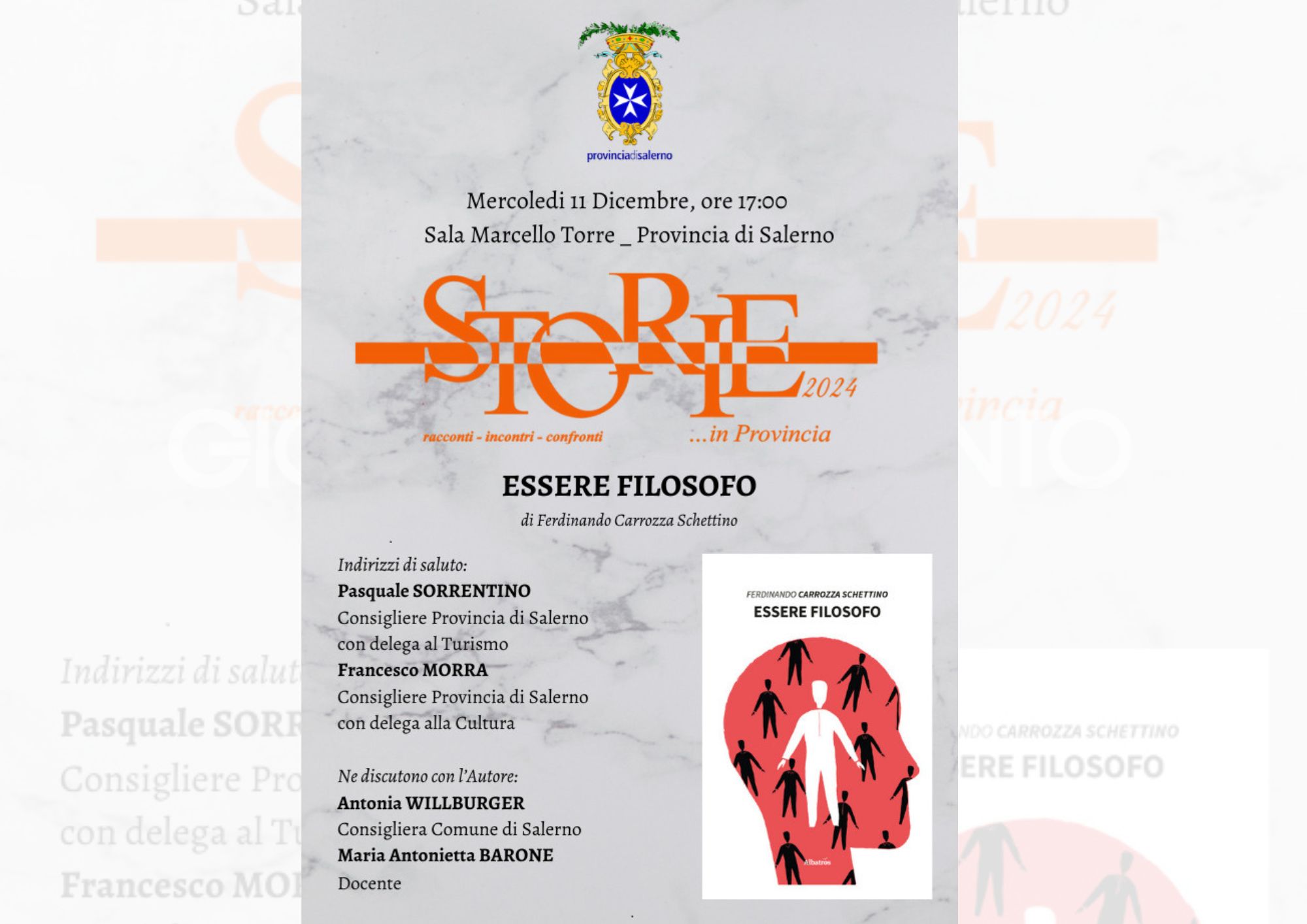 Storie in Provincia. A palazzo Sant’Agostino il giovane autore Carrozza Schettino presenta “Essere filosofo”