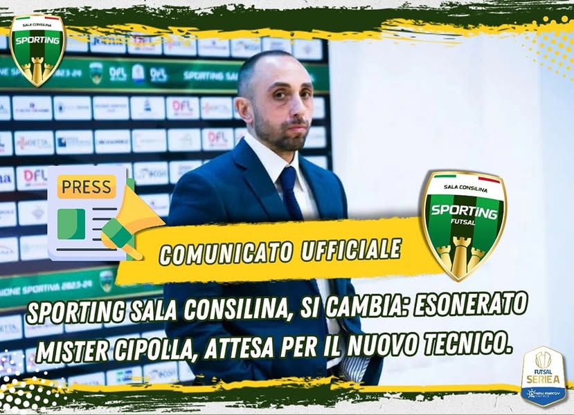 Sporting Sala Consilina: esonerato il tecnico Francesco Cipolla, società al lavoro per il nuovo allenatore